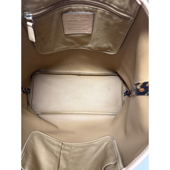 Coach Leopard Cheetah Animal Print City Tote Coated Canvas Leather Leather Trim - Picture 7 of 10